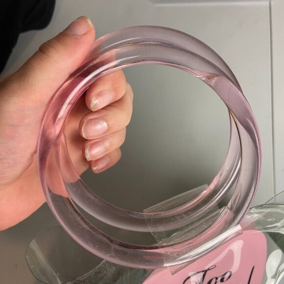 Too Faced Clear Makeup Bag Beach to The Streets Plastic Round Handles Pink Small - Picture 5 of 8